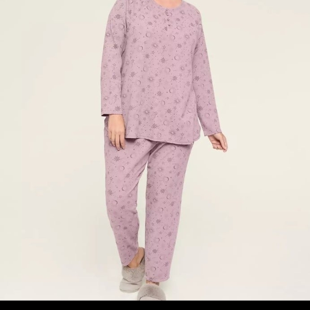 Lane Bryant Purple Pajama Set with Star Pattern-14/16